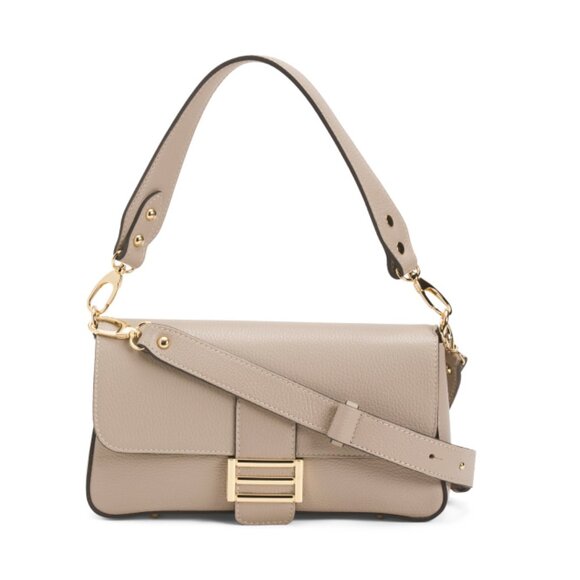 DIVINA FIRENZE Granite Made In Italy Leather Baguette Crossbody - Picture 1 of 2